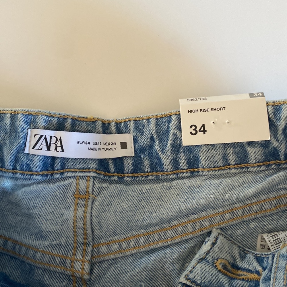 ZARA New Women’s High Rise Jean Shorts - Picture 4 of 8